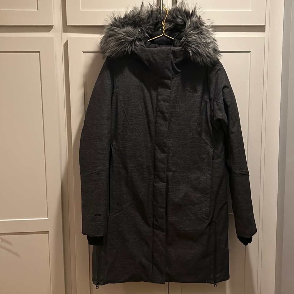 EUC Womens The North Face Defdown Parka GTX Gore Tex Winter Down Jacket - Grey